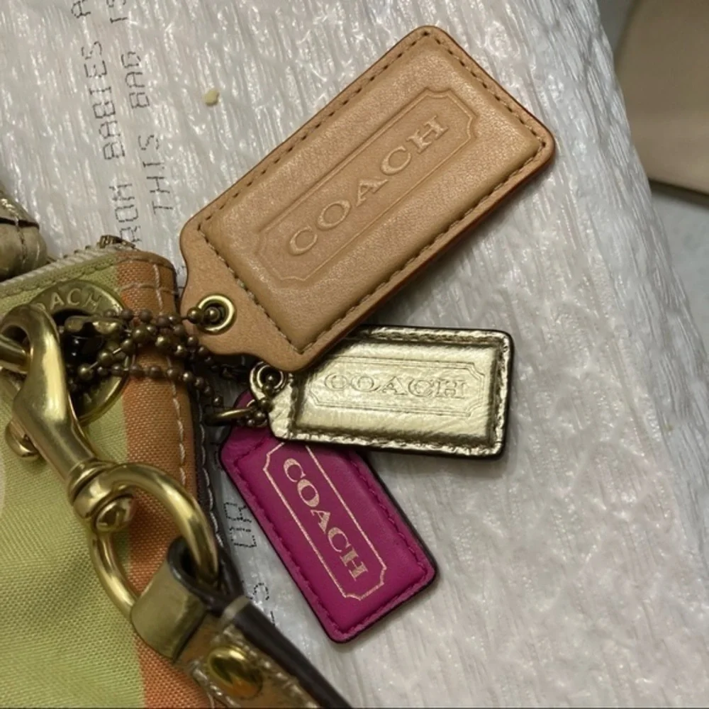 Coach poppy rare legacy striped sequined two way messenger crossbody bag